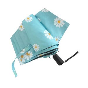 UV Proof Coating 3 Folding Umbrella Pongee With Black Coating