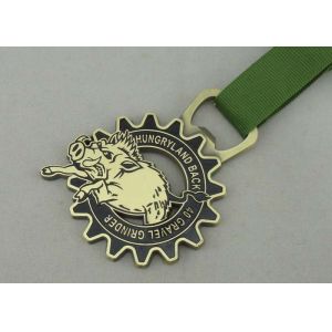 Hungry Land Ribbon Medals Zinc Alloy Material With Soft Enamel and Antique Brass