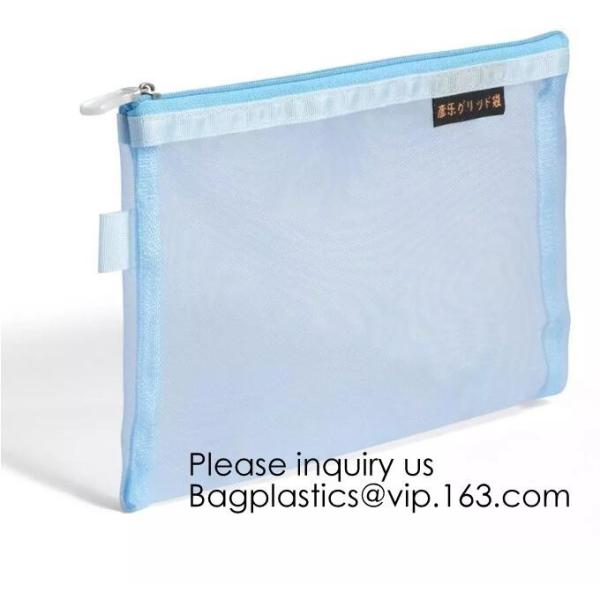 Travel Mesh Makeup Bag See Through Zipper Cosmetic Organizer Pouches Pack of 4 Multicolored, Carry Bag Mesh Makeup Bag M