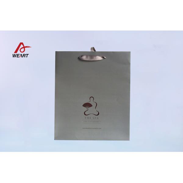 Ribbon Handle Art Paper Bags Matte Lamination Surface With Your Own Logo