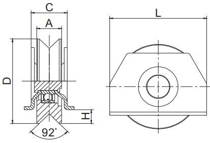 V groove sliding gate wheel with bearings