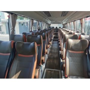 Used Luxury Buses 50 Seats Champagne Color Middle Passenger Door Water Dispenser