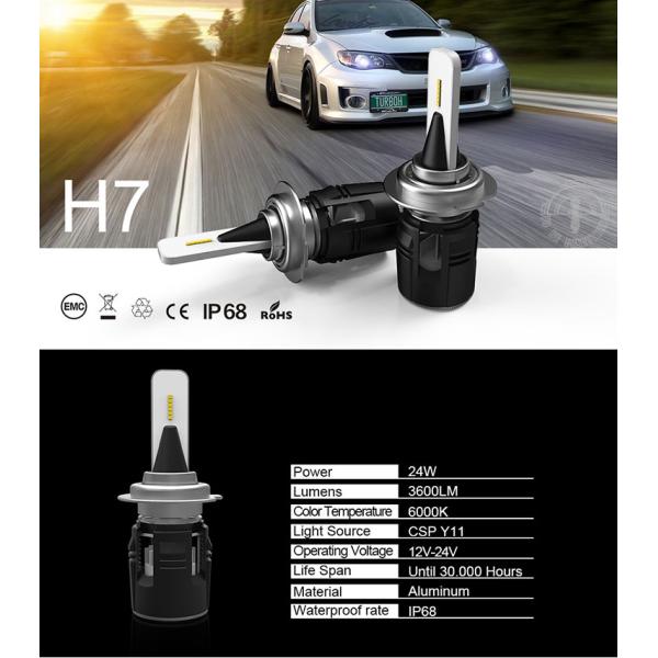 IP68 Waterproof LED Car Headlight Bulbs 24w 3600LM H7 Led Conversion Kit