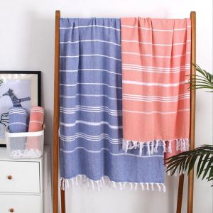 Quality Lightweight Tassel Beach Towel Custom Turkish Cotton Beach Towel Hypoallergenic for sale