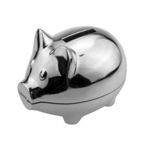 Laser Engraving Metal Houseware Zinc Alloy Silver Plated Mini Coin Bank