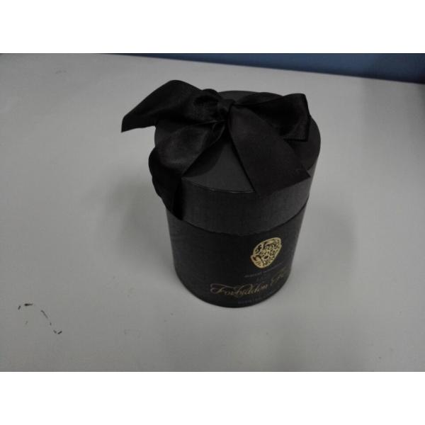 Luxury custom round tube black fancy paper gift packaging box with silk ribbon