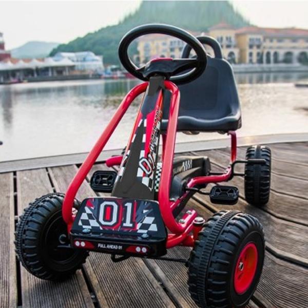 Ride On Toy Adjustable Seat Handbrake 4-Wheel Pedal Go-Karts for Children's Amusement