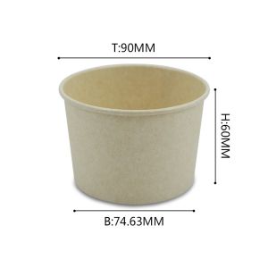 Disposable biodegradable 270ml sugarcane pulp PLA bagasse paper soup bowl