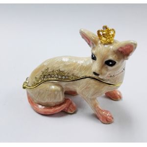 Factory direct selling New design Pewter Alloy Crown Dog metal trinket box