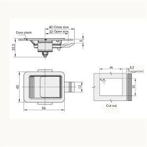 Cabinet paddle latch, Stainess steel,Rohs