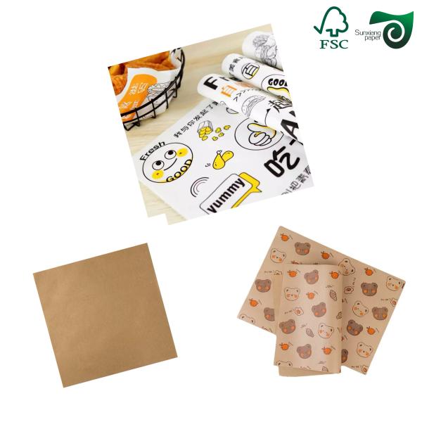 Food Grade Biodegradable Greaseproof Wrapping Paper Coated With Baking Silicone Oil