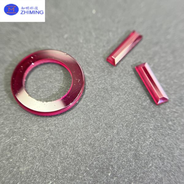 Red Sapphire Crystal Work Piece Component Hardness 9 Mohs Anti Scratching