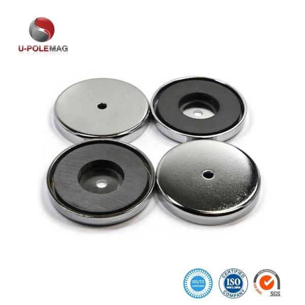 3.2" Cup Shape Ceramic Ferrite Chrome-Plated Magnet 75lbs Pull for Indoor and Outdoor