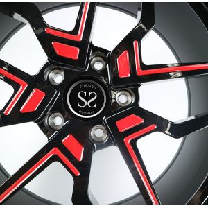 22x10 Gloss Black With Red 1-PC Mercedes Benz Wheel