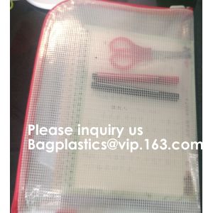 Transparent clear mesh pvc zipper k document file bag B5 plastic PVC file