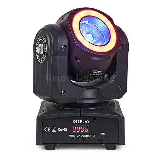 Cheap Price Manual Focus 60w RGBW 4in1 Mini LED Moving Head Beam Light with LED Strip