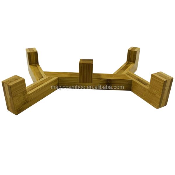 Sustainable Bamboo 2 In 1 Design Sturdy Anti-Rollover Pet Dog Bowl Holder for Your Living Room