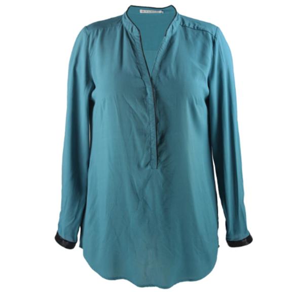 Buy Blue Color Fashion Ladies Blouse V Neck Collar Plus Size Pullover For Adults at wholesale prices