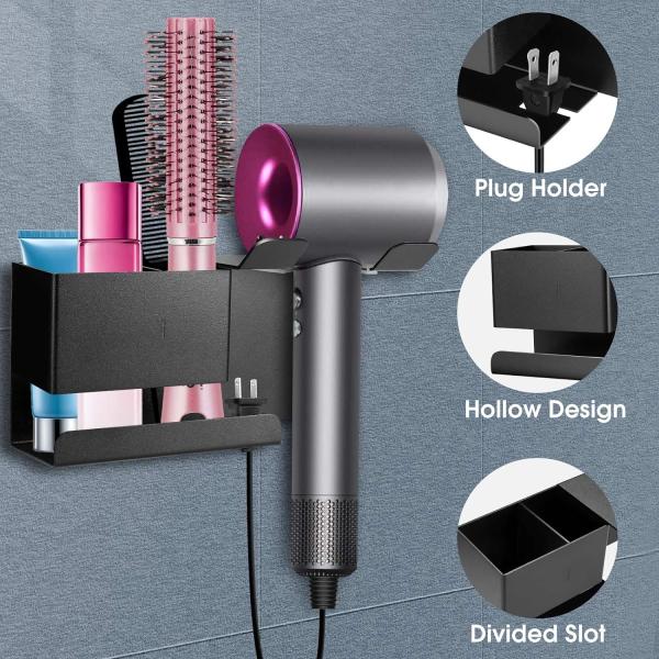 Hair Dryer Stand Wall Mounted Blow Dryer Organizer for Bathroom ISO9001 Rohs CE 16949