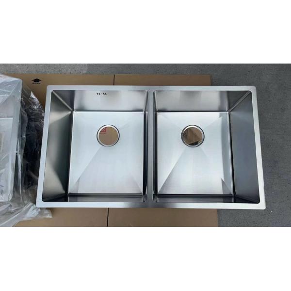 Buy 16 Gauge Brushed Handmade Kitchen Sink Undermount  With Tap Hole at wholesale prices