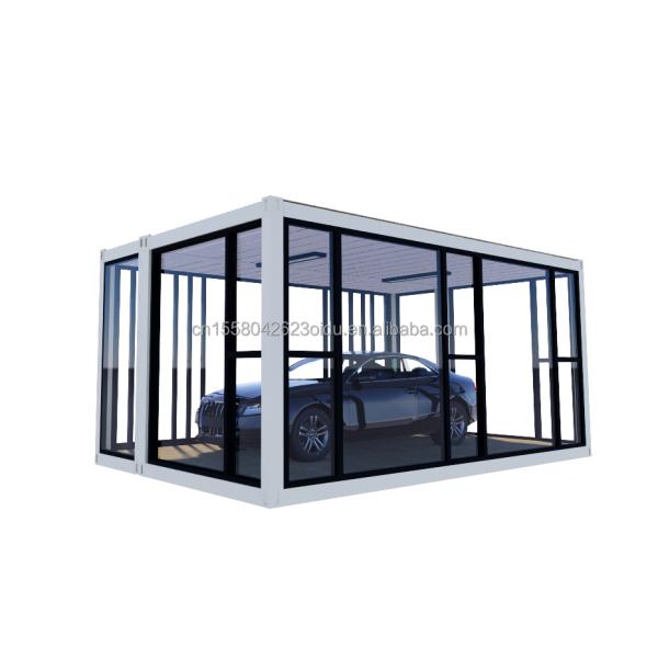 Customized Color 20ft Container Car Exhibition Hall Prefabricated House Folding Aluminum Alloy Tempered Glass Mobile Shop
