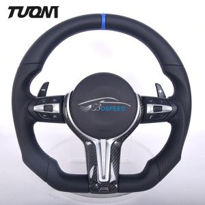 Black Perforated Smooth Leather BMW Steering Wheel Carbon Fiber