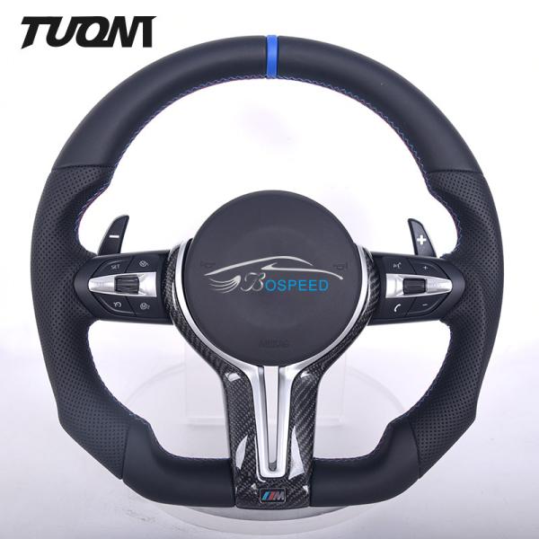 Black Perforated Smooth Leather BMW Steering Wheel Carbon Fiber