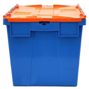 Solid Box Blue Storage Moving Flip Lid Plastic Crate Stack Nesting Crate 600*400