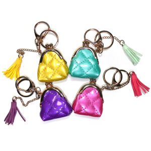 China CE Coin Pouch Keychain , Brass Plating White Tassel Keychain on sale