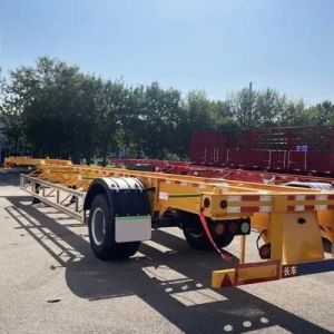China Steel Material 1/2 Axles 20ft 40ft 45ft Container Transport Steel Skeleton Semi Trailer on sale