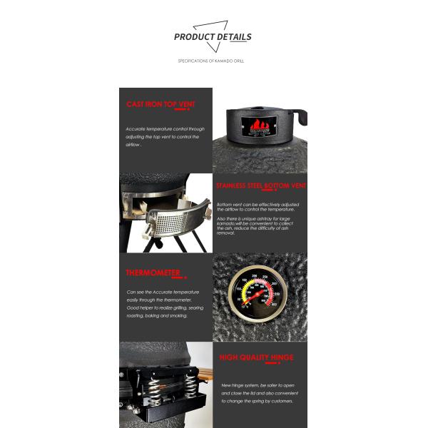 KIMSTONE New Design XL XXL 22 Inch Foam Glazing Matte Black Grey Charcoal Bbq Grill Kamado Smoker