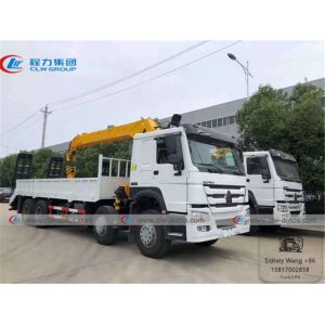 8x4 HOWO Flatbed Truck Mounted Telescoping Boom Crane