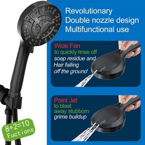 Bathroom 10 Sprays Detachable Matte Black Handheld Shower Head