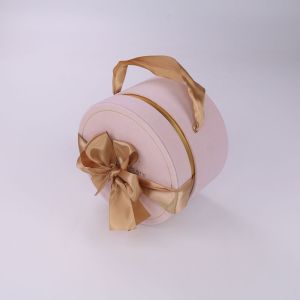 Custom Printed Round Velvet Rigid Flower Favor Boxes