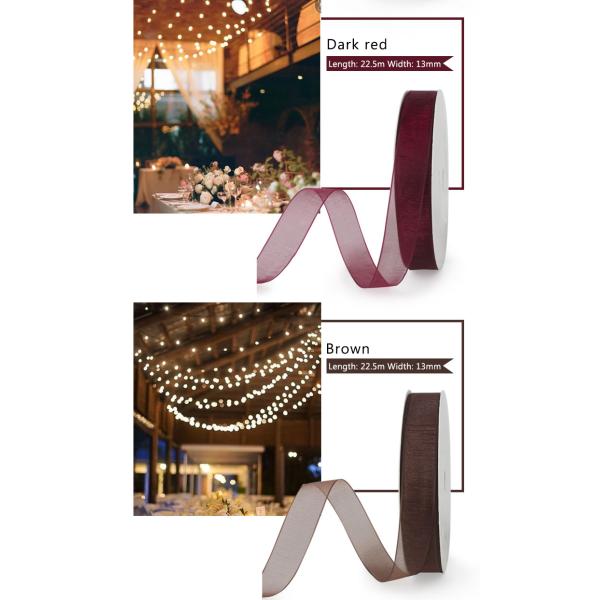 Factory Stocked Sales 3-75mm Sizes Solid Color Sheer Organza Ribbon