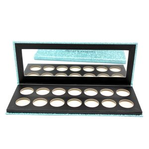14 Pans Eye Shadow Case 27mm Glitter Paper Eyeshadow Palette With Mirror