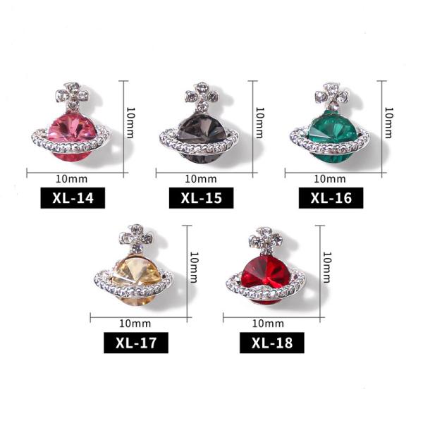 Alloy Jewelry Planet Nail Art Charms with Luxury Diamond Stones and Crystal Rhinestones