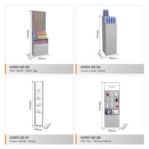 Cosmetic Shop Decoration Grey Wooden Display Cabinet For Smart Store Showcase