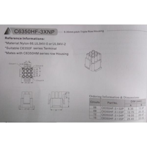 for TE 1-480699-0 alternatives 6.35mm Pitch female connector Wire To Wire Connectors