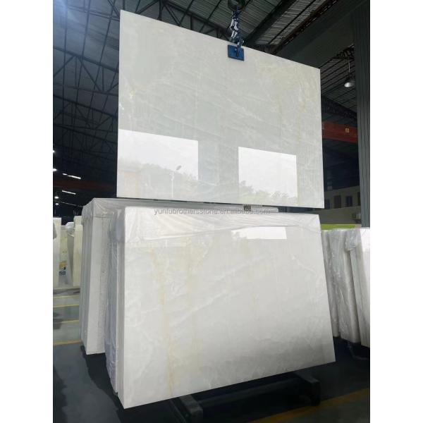 Interior Home Wall Paneling Decor with Modern Backlit Onyx Marble TV Background Panel