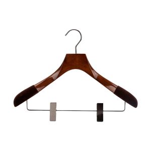 Betterall Solid Wood Velvet Shoulder Wooden Coat Hanger with Clip