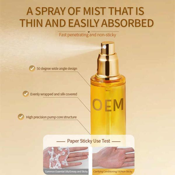 OEM ODM Customized logo Hair Care Essential Oil Spray Organic Sheen Repair Nourishing Mist Hair Olive Oil