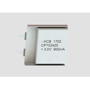 900mAh 3.0V CP752425 Lithium Pouch Cell