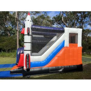 Customize Space Shuttle Bounce House With Slide For Kids Jumping Climbing
