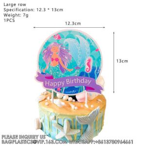 Party Supplies Set Mermaid Series Tableware Banner Mask Decoration Cake Topper