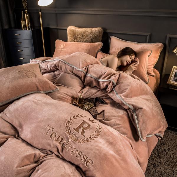 Buy Four Piece Bedding Set With Embroidery And Milk Plush Binding at wholesale prices