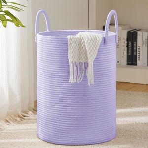 Woven Rope Laundry Hamper Basket, Tall Luandry Basket, Baby Nursery Hamper For
