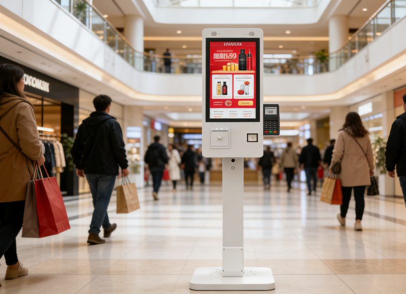 Self-Service Kiosk side profile and mounting options