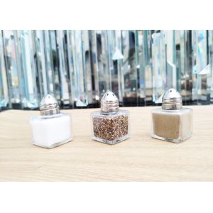 17ml Small Square Glass Shaker With Metal Lid For Salt , Pepper , Spices And