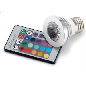 Rgb E27 Led Spot Bulbs 3w Epistar Chip Long Lifespan With Rgb Controller